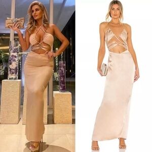 Michael Costello x Revolve Josie Cutout maxi gown in nude women’s M New